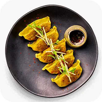 EDAMAME, TRUFFLE AND PULLED SHIITAKE GYOZA