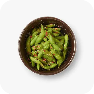 EDAMAME WITH CHILLI + GARLIC SALT